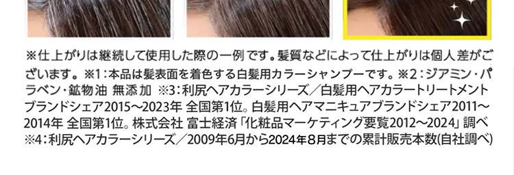 利尻ヘアカラーシリーズ
13年連続売上No1